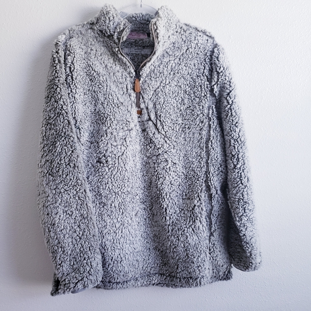 Pink lily Sherpa Quarter Zip Closure Pullover Jacket - Picture 2 of 9